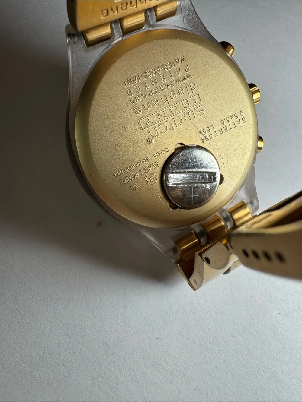 Swatch Irony Gold-Toned “Diaphane”Chronograph watch
